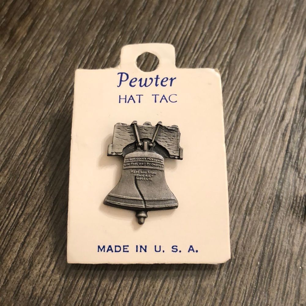 Vintage Pewter Liberty Bell Pin, Philadelphia, PA Hat Tac Souvenir